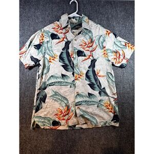 Paradise Collection Mens Silk Hawaiian Aloha Shirt Tropical Short Sleeve Size M